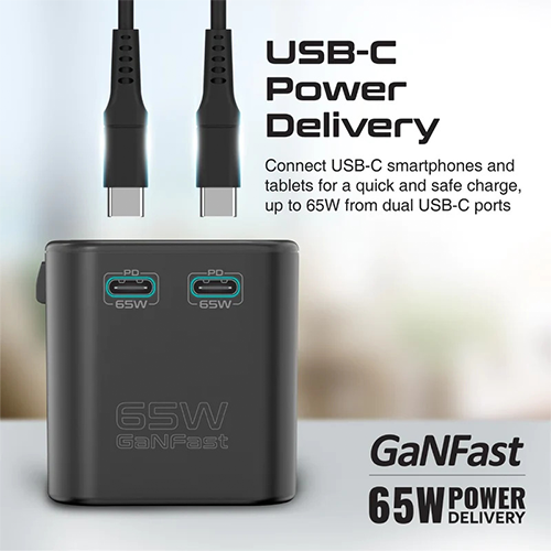 Promate TripMate-GaN65 65W Power Delivery GaNFast™ Travel Adapter