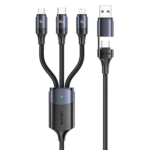 USAMS Multi Charging Cable 4 in 1 Dual iOS/Type C/Micro USB Nylon Braided (1.2m)