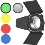 Barn Door Barndoor with Honeycomb Grid and 4 Color Gel Filters + 7 inch Bowens Mount