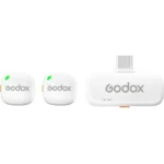 Godox C01 2-Person Wireless Microphone System with USB-C Connector for Mobile Devices (2.4 GHz, White)