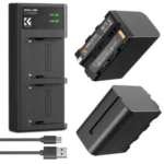 K&F Concept NP-F970 2 Pack Batteries and Dual Charger (6600mAh)