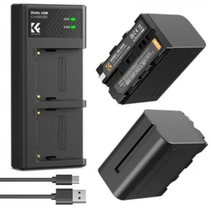 K&F Concept NP-F970 2 Pack Batteries and Dual Charger (6600mAh)