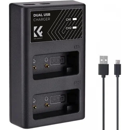 KF-Concept-LP-E17-Dual-Charger-1-1100x1100h K&F Concept LP-E17 Dual Slot Quick Battery Charger, Micro USB and Type-C Charger