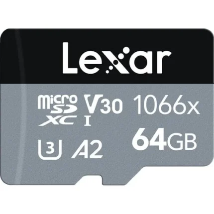 Lexar 64GB 160 Mbps Professional 1066x UHS-I microSDXC Memory Card with SD Adapter (SILVER Series)