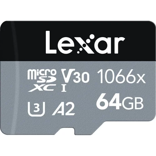 Lexar-64GB-Professional-1066x-camerasafrica Lexar 64GB 160 Mbps Professional 1066x UHS-I microSDXC Memory Card with SD Adapter (SILVER Series)