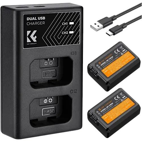 K&F concept NP-FW50 Battery 2 with dual slot charger