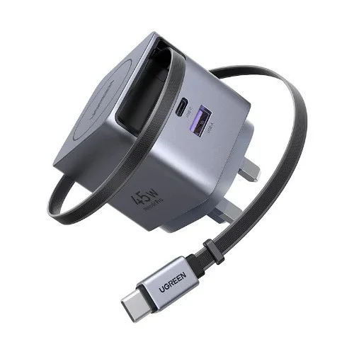 UGREEN-Nexode-Pro-45W-001 UGREEN Nexode Pro – 45W 2-Port GaN Fast Charger with Retractable Cable – X614